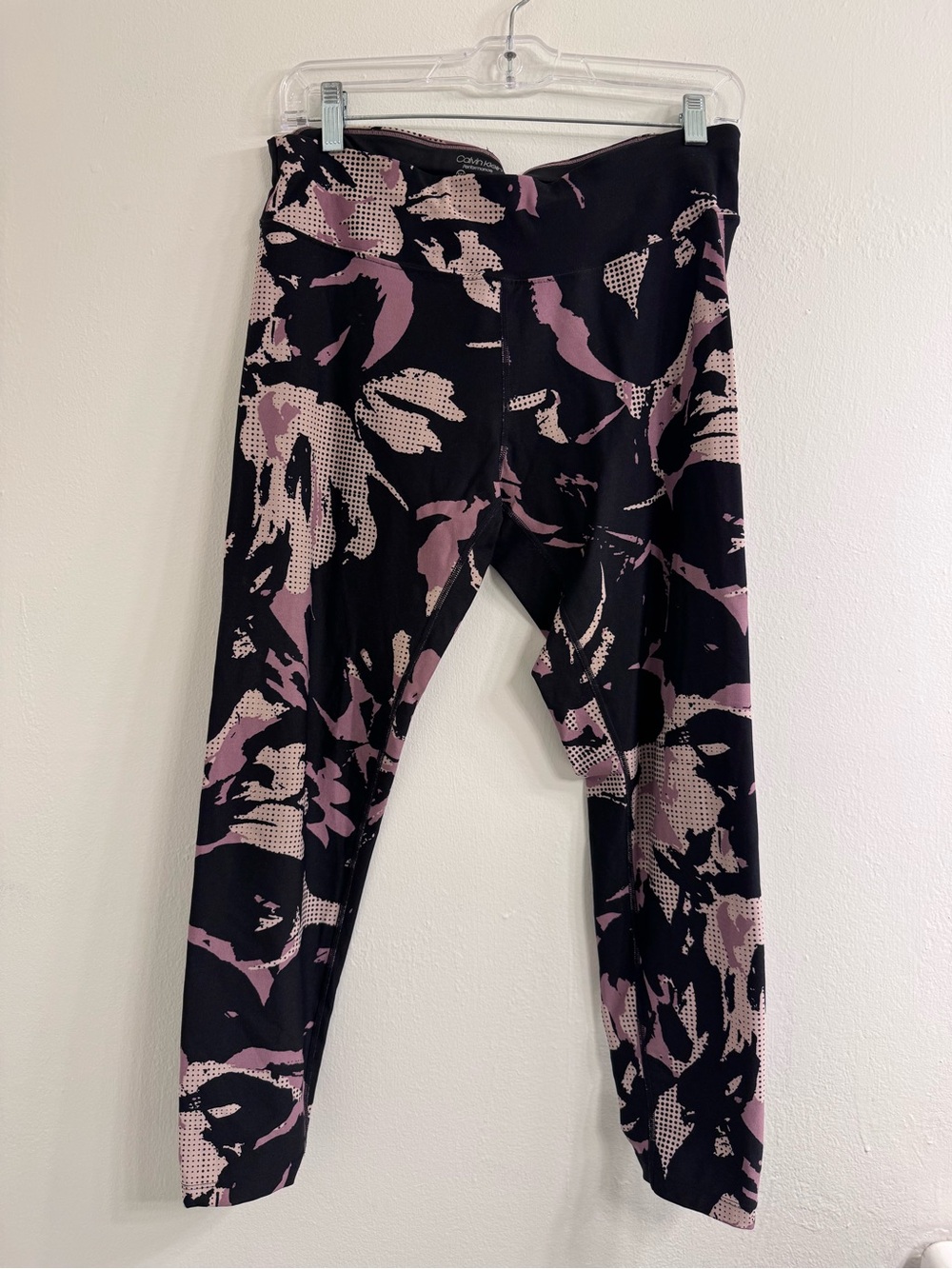 Calvin Klein Black & Lavender Abstract Print Leggings